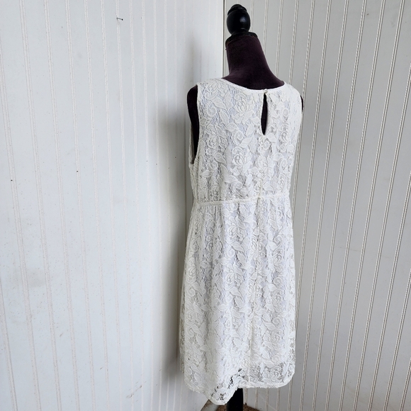 H&M MAMA Lace Stretch Sheath Dress Ivory White Sleeveless Maternity Sz XL - Picture 7 of 13